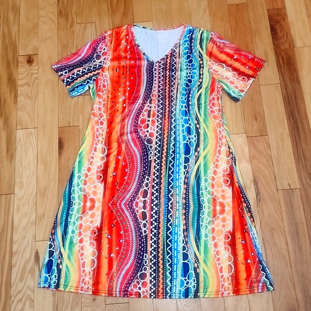Size 2X Colorful Summer Spring Dress